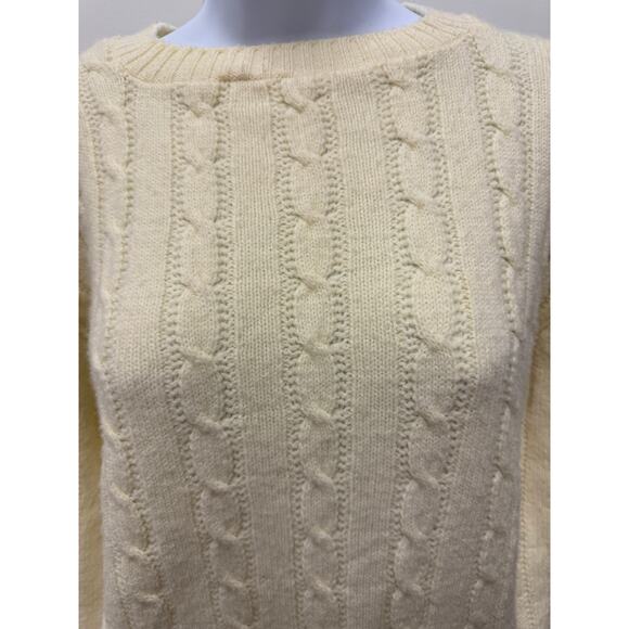 Vintage Jantzen Sweater Mens Medium White cream Cable Knit Virgin  60s fisherman - Picture 4 of 4